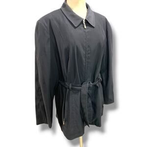 Size XL Braeton Womens Black Full Zip Trench Style Belted Jacket